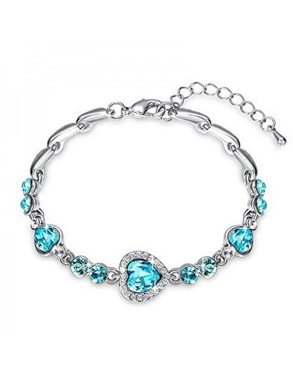 Amazing Crystal Heart Design Silver Plated Fabulous Charm Bracelet For Women/Girls