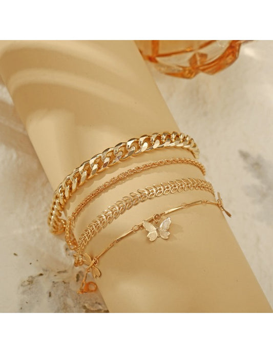 Mesmerizing Butterfly Multi Strand Gold Plated Bracelet For Women/Girls