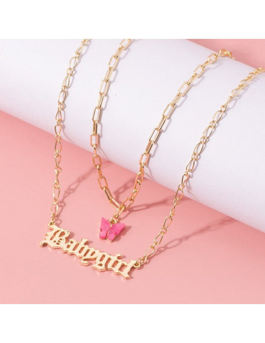 Butterfly Baby girl Gold Plated Multi Strand Necklace For Women/Girls