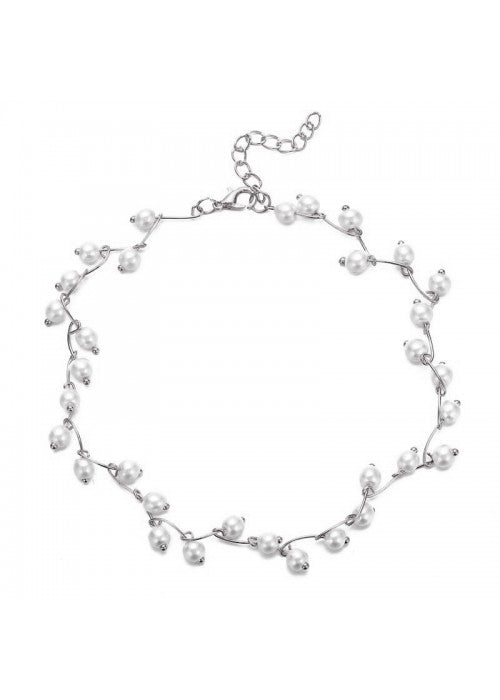 Pearl Single Layer Silver Plated Necklace Jewellery For Women