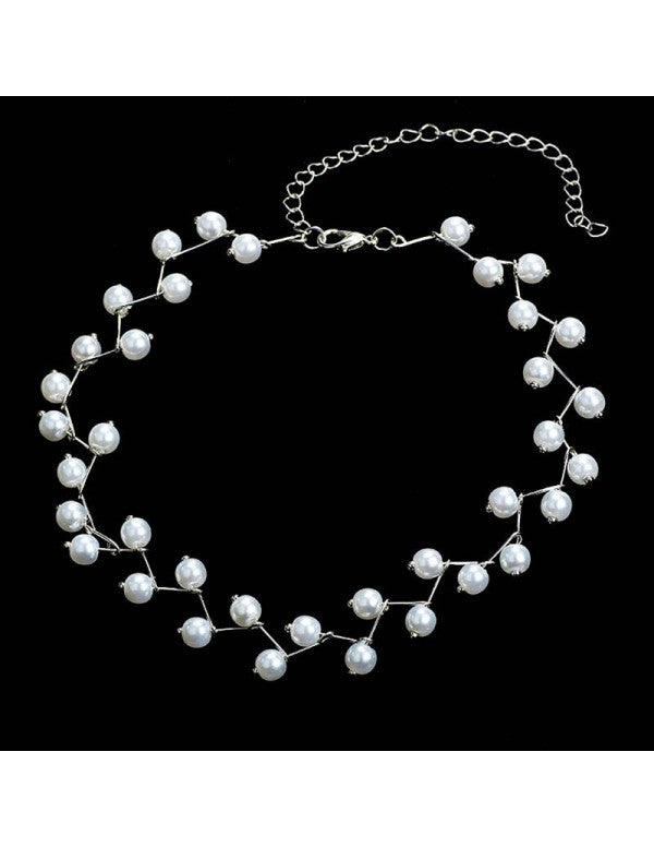 Pearl Single Layer Silver Plated Necklace Jewellery For Women