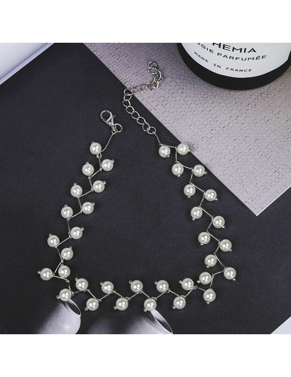 Pearl Single Layer Silver Plated Necklace Jewellery For Women