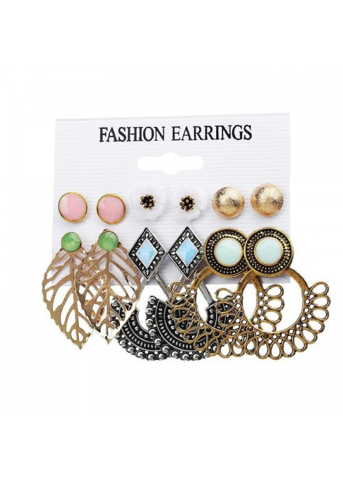 Combo of 6 Pair Gold & Silver Plated Earrings