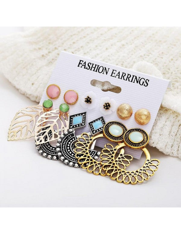 Combo of 6 Pair Gold & Silver Plated Earrings