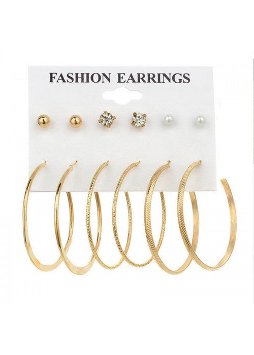 Combo of 6 Pair Gold Plated Earrings