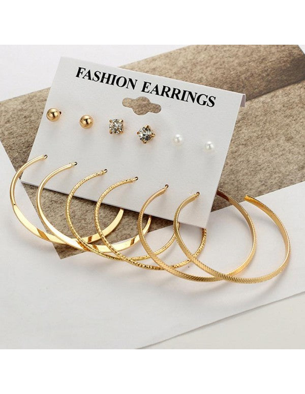 Combo of 6 Pair Gold Plated Earrings