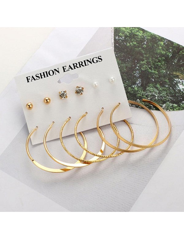 Combo of 6 Pair Gold Plated Earrings