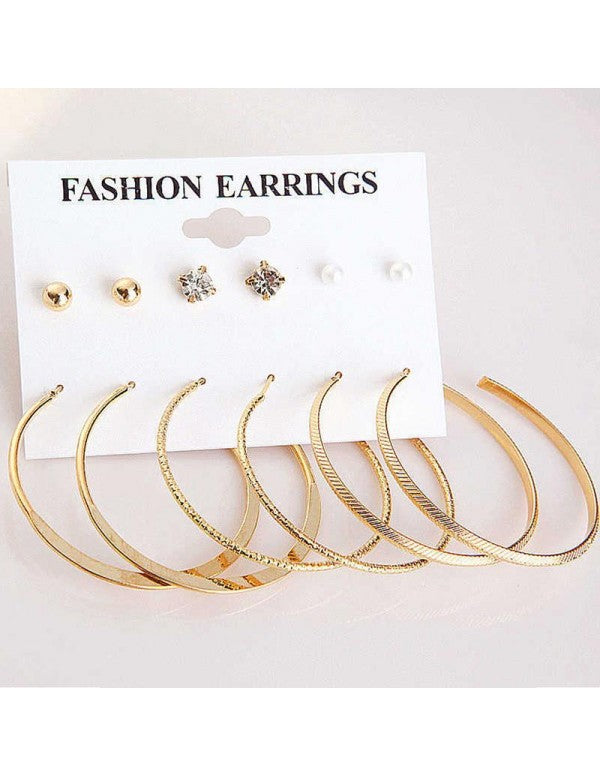 Combo of 6 Pair Gold Plated Earrings