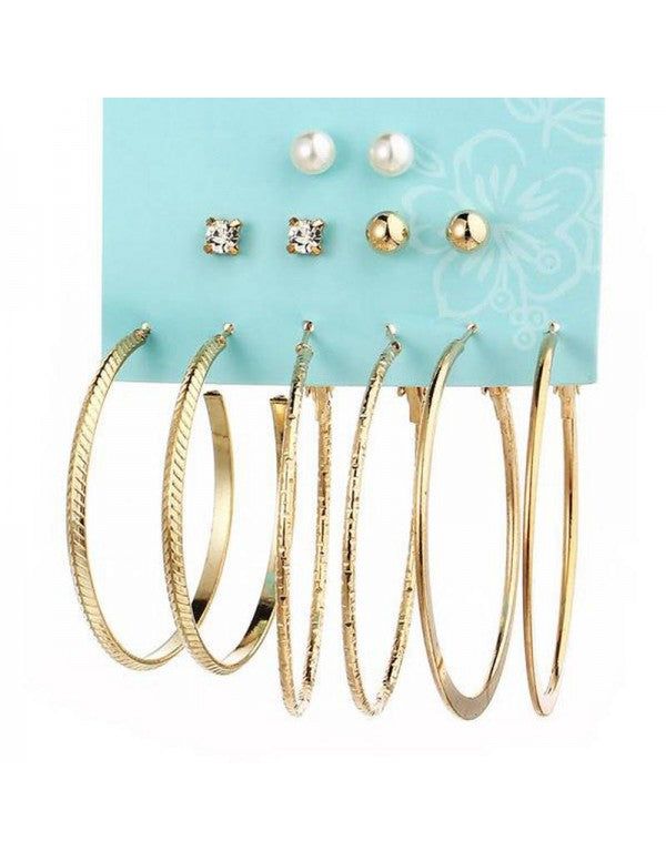 Combo of 6 Pair Gold Plated Earrings