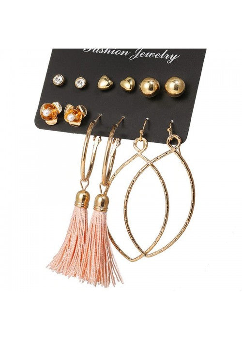 Combo of 6 Pair Gold Plated Earrings