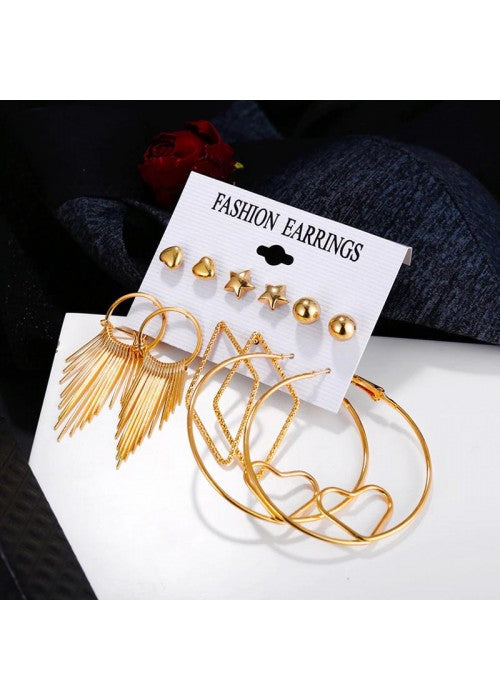 Combo of 6 Pair Gold Plated Earrings