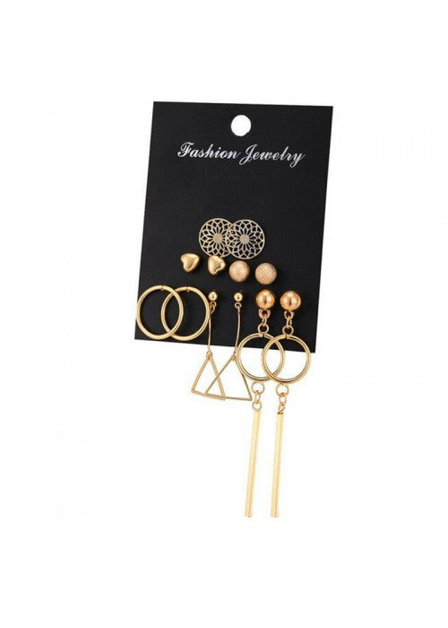 Combo of 6 Pair Gold Plated Earrings