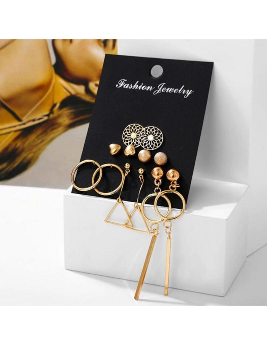 Combo of 6 Pair Gold Plated Earrings