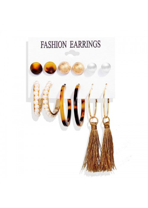 Gold-Toned- Gold Plated Pearl Studded Earrings Combo