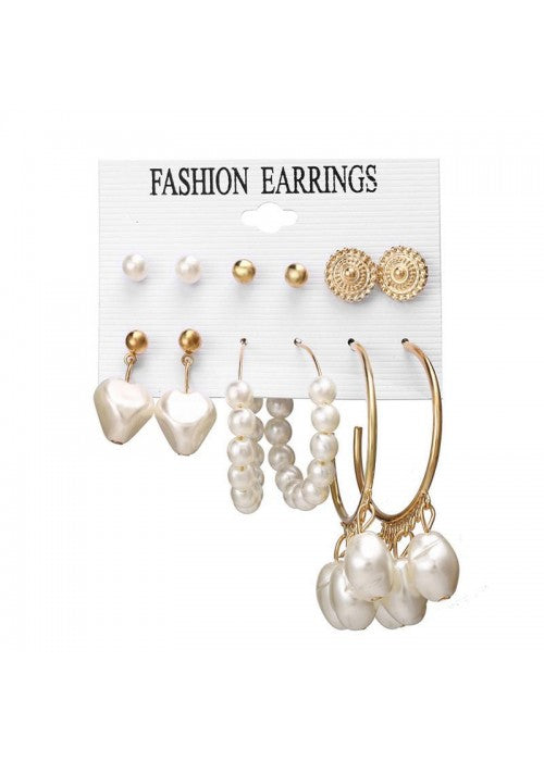 Gold-Toned- Gold Plated Pearl Studded Earrings Combo