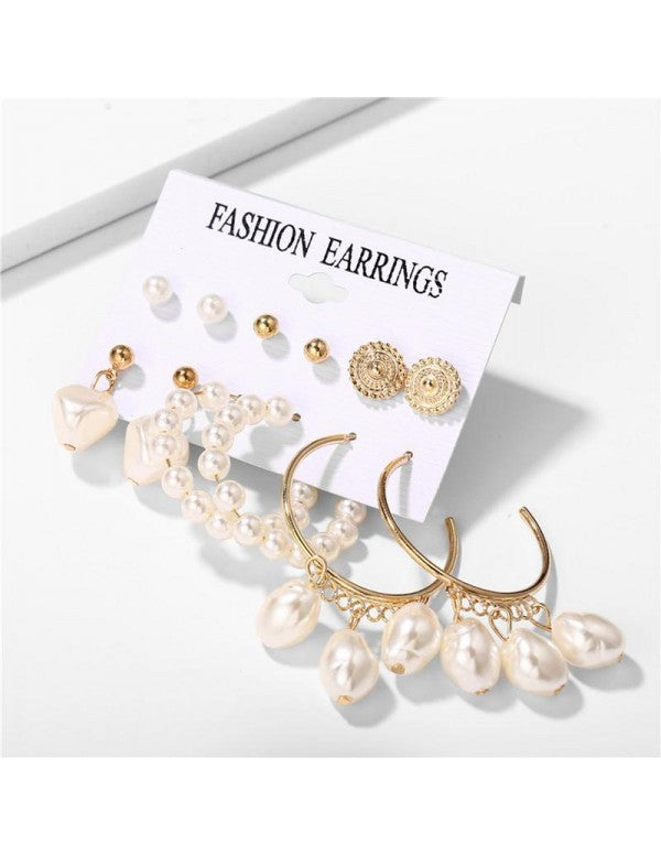 Gold-Toned- Gold Plated Pearl Studded Earrings Combo