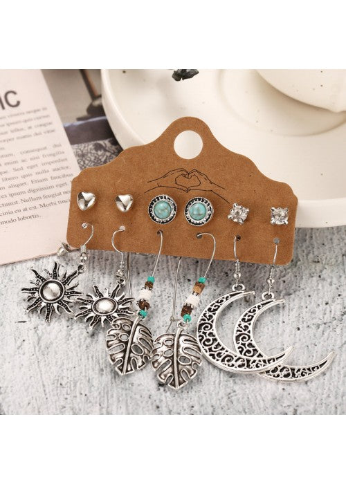 Tantalizing AD Oxidized German Silver Plated 6 Pair of Earrings For Women/Girls