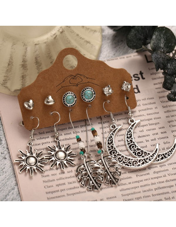 Tantalizing AD Oxidized German Silver Plated 6 Pair of Earrings For Women/Girls